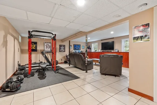 a view of a room with gym equipment