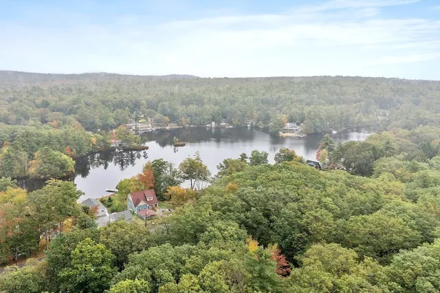 a view of a lake with mountain