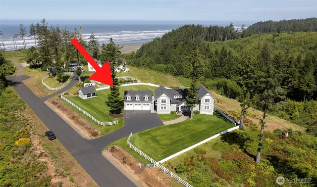 an aerial view of a house