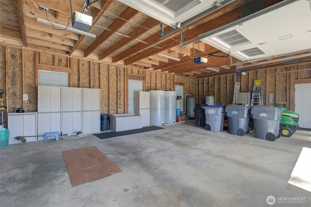 a view of a garage with furniture