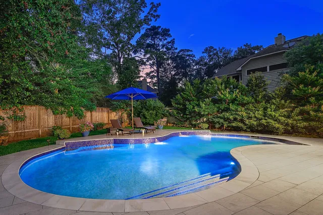 a view of a garden with a slide