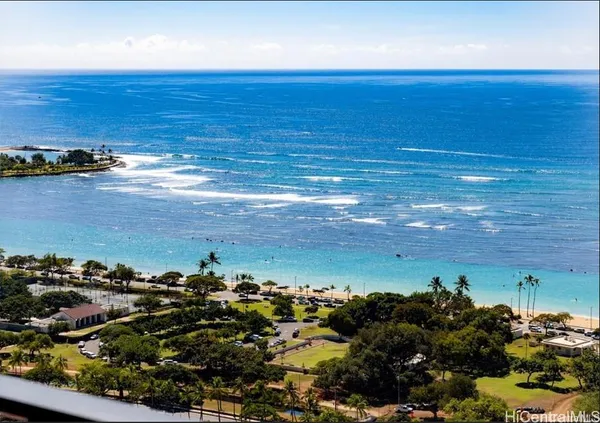 a view of a ocean with beach