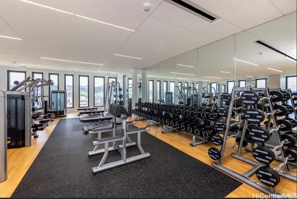 a view of a room with gym equipment