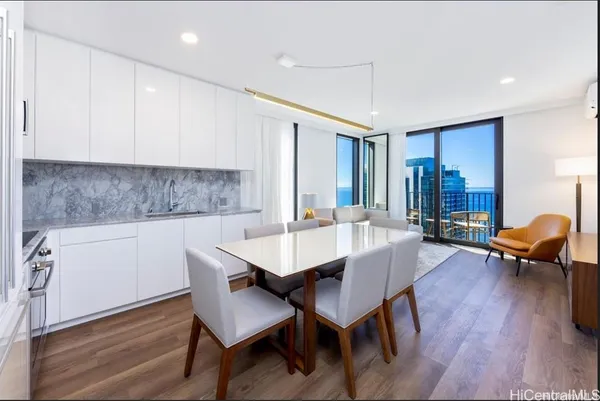 a view of kitchen with breakfast area