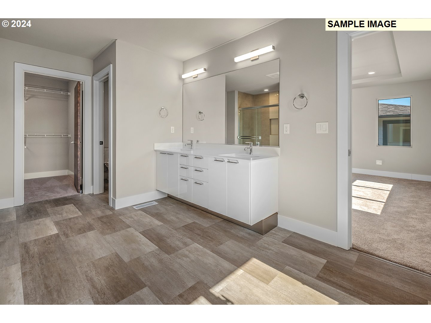 12343 Southeast Falling Rain Way Happy Valley, OR 97086 - Photo 25 of 39 a view of a bathroom with mirror and shower