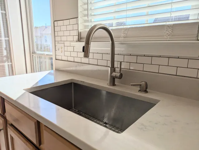 a close view of sink and tap