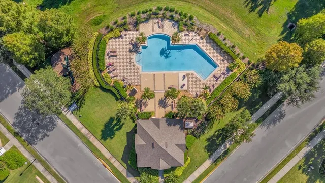 an aerial view of a house