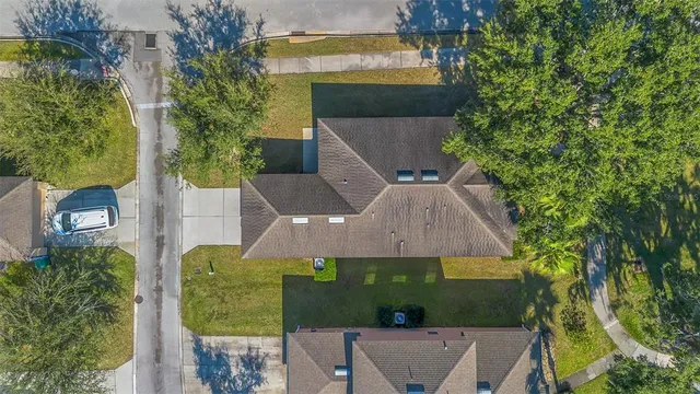 an aerial view of a house