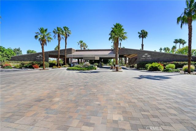 an outdoor space with furniture