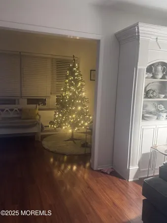 a view of water heater room with wooden floor and windows
