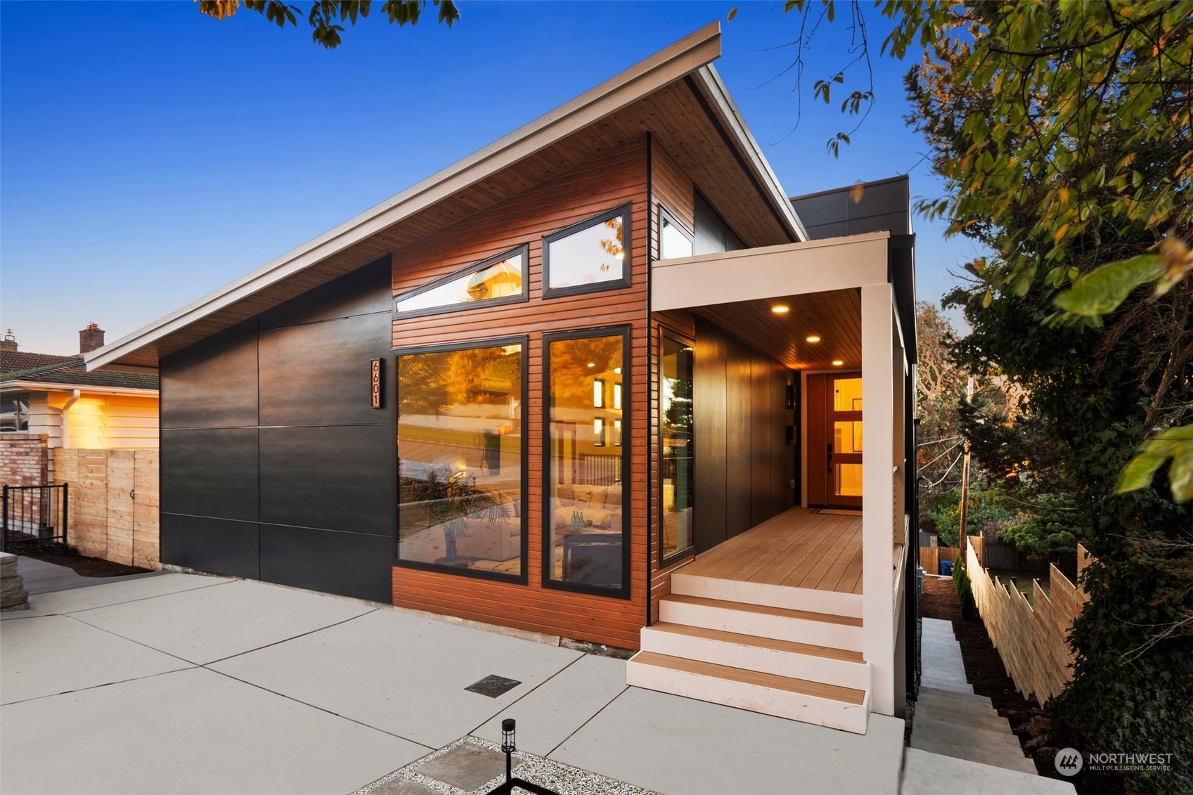 a outdoor space with sliding door and windows