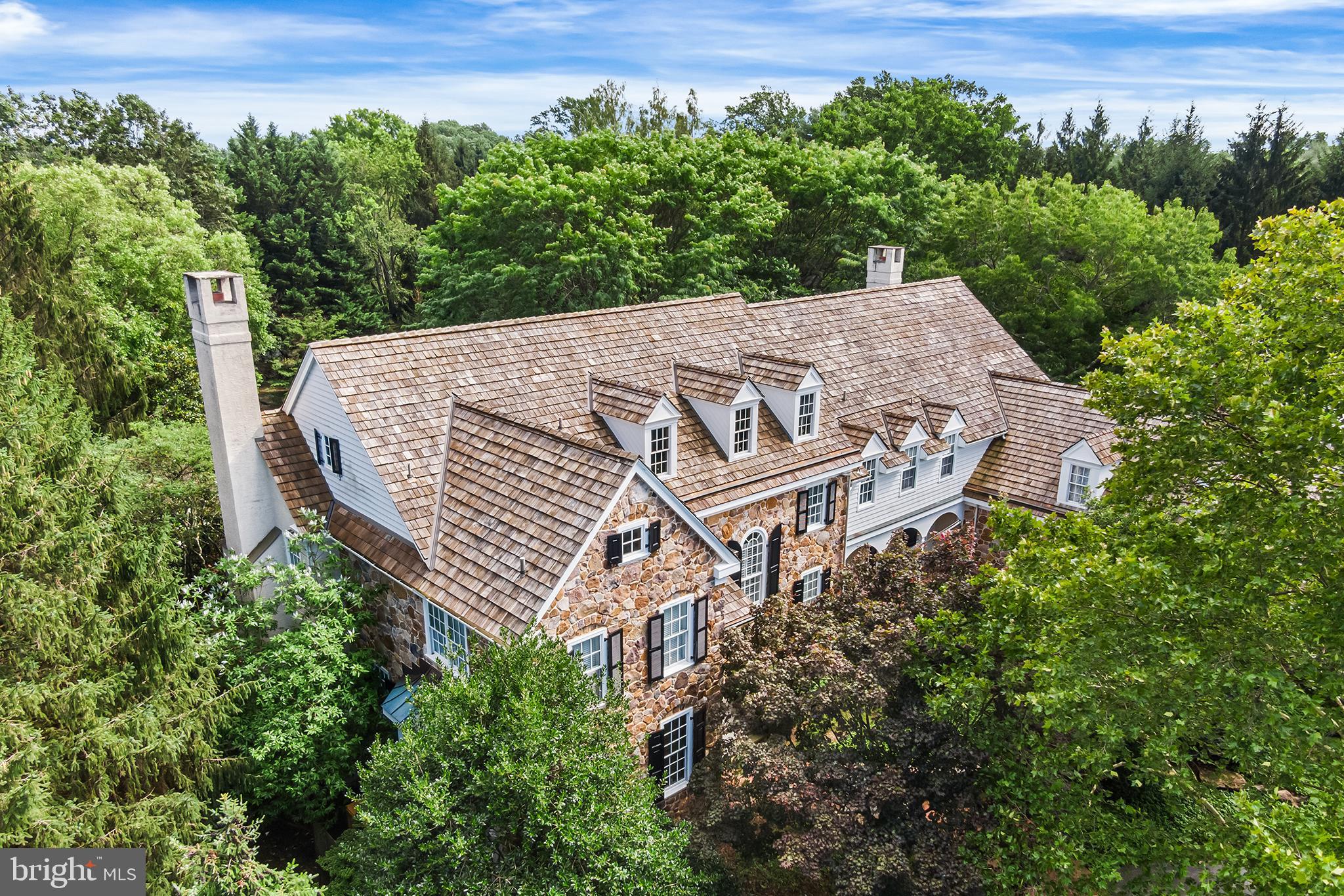 an aerial view of a house