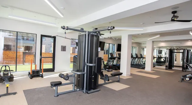 a view of a room with gym equipment
