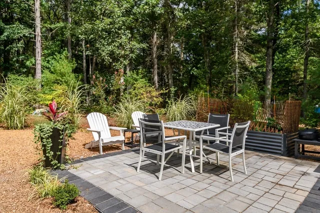 a outdoor space with a seating space