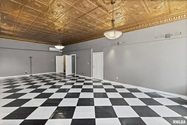 a black and white checkered floor