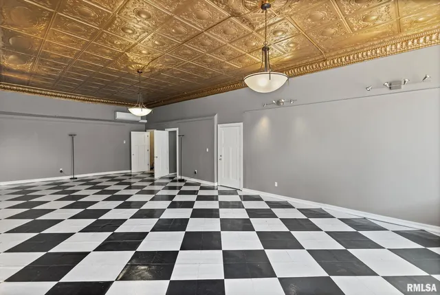 a black and white checkered floor