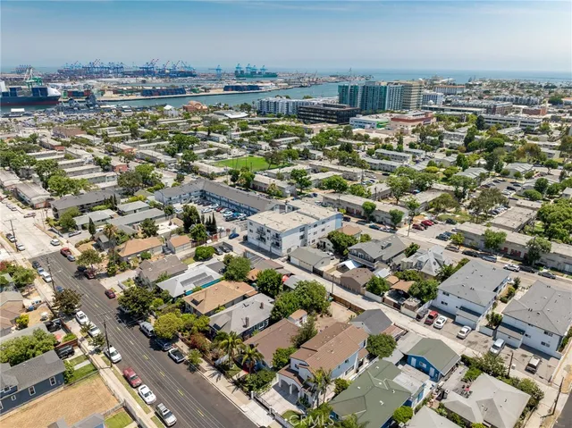 an aerial view of a city with lots of residential buildings