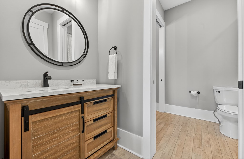 658 Old Toccoa Loop Mineral Bluff, GA 30559 - Photo 42 of 74 a bathroom with a sink and a mirror