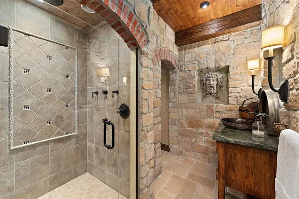 a bathroom with a shower