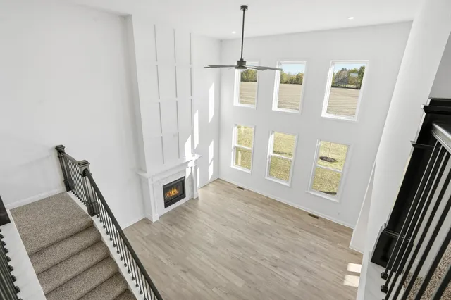 a view of an entryway with a kitchen