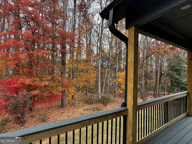 a view of a forest from a balcony