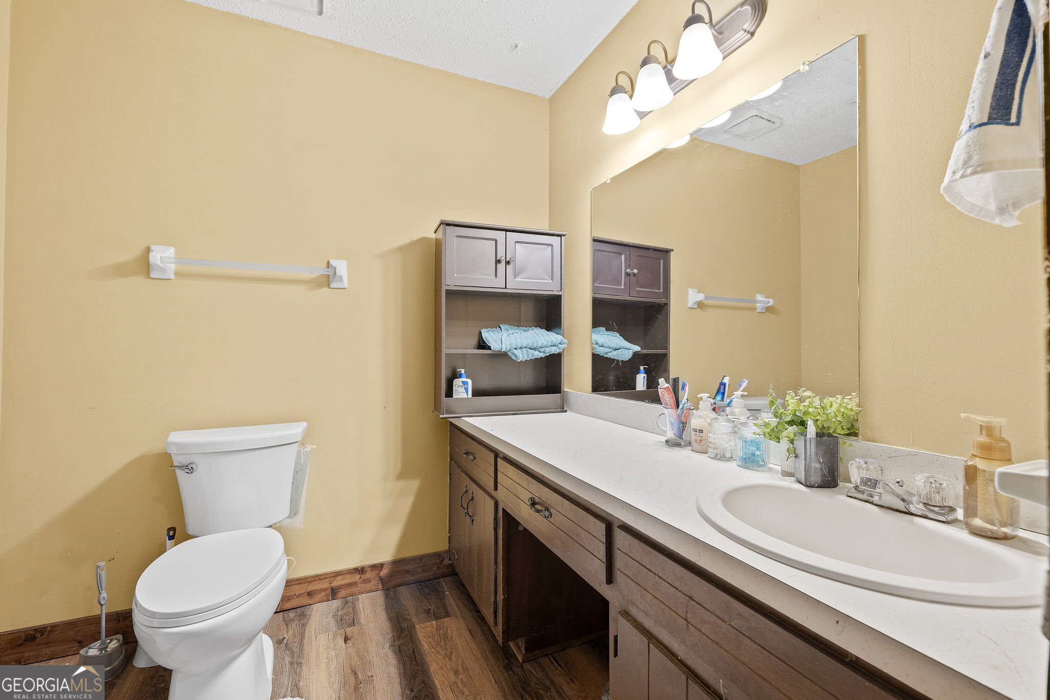 89 Ts Jarrard Road Dahlonega, GA 30533 - Photo 22 of 48 a bathroom with a sink a toilet and mirror