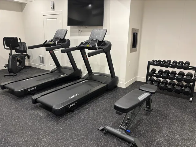 a view of a lake in middle of the town