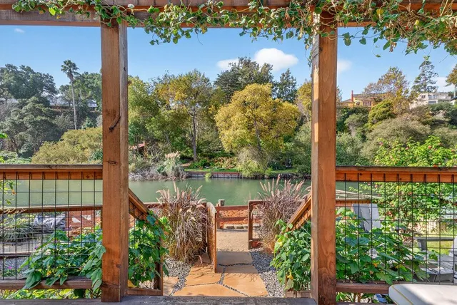 a view of a lake from a balcony