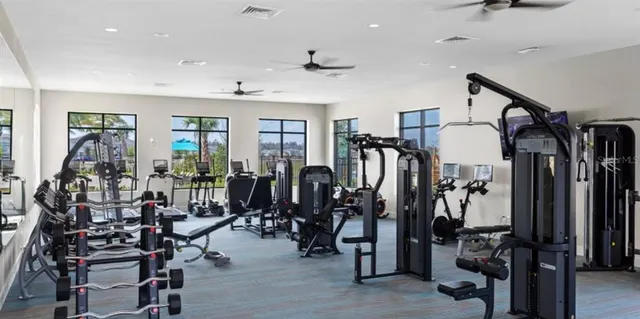 a view of a room with gym equipment