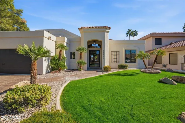 a view of a lake with a big yard