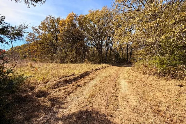 a view of yard covered with snow in front of house