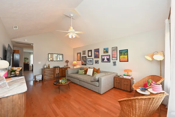 a living room with furniture