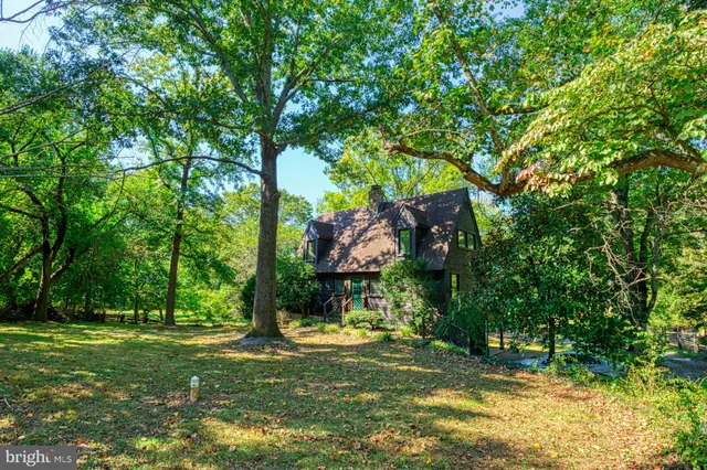 a view of a backyard with a garden and entertaining space