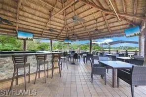 a view of a swimming pool with a lake view