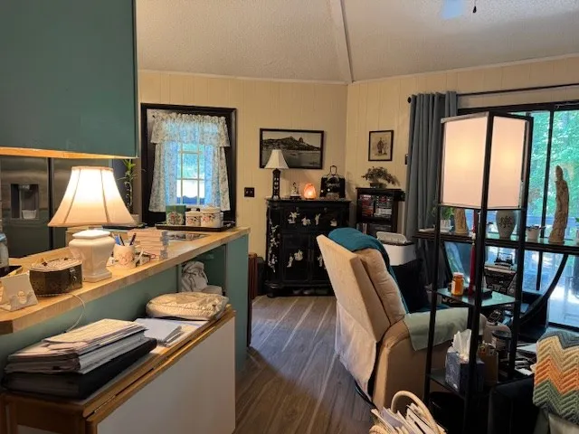 a room with furniture or window and a table