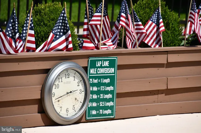 a view of a swimming pool in a backyard