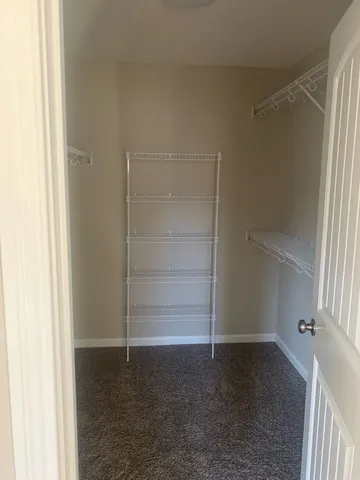 a view of an empty walk in closet