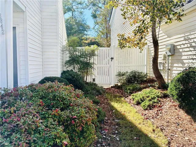 a view of a garden with pathway