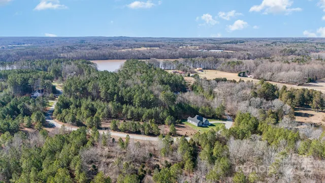 a view of a city with lush green forest