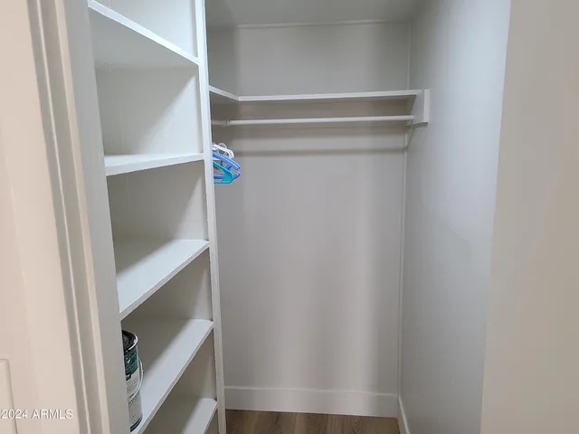 a view of an empty walk in closet