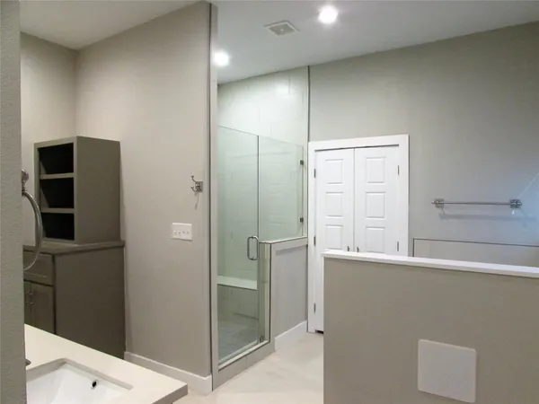 a bathroom with a shower