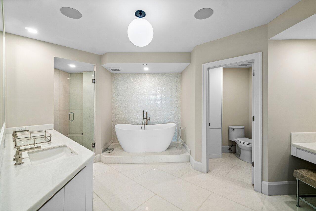 3720 South Ocean Boulevard, Unit 603 Highland Beach, FL 33487 - Photo 31 of 67 RENOVATED PRIMARY BATHROOM