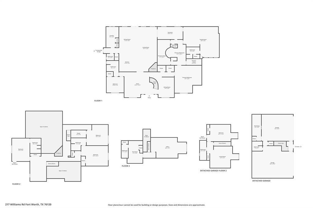 217 Williams Road Fort Worth, TX 76120 - Photo 34 of 36 Floor plan all 3 levels
