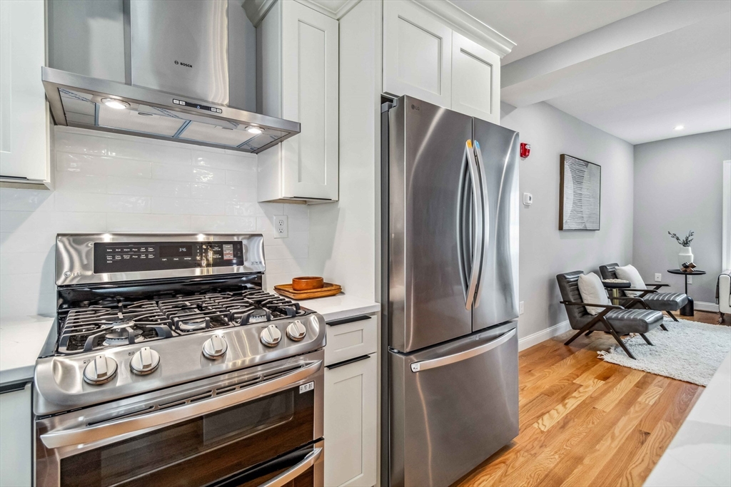 16 Alston Street, Unit 16 Somerville, MA 02143 - Photo 10 of 39 a kitchen with stainless steel appliances and a refrigerator
