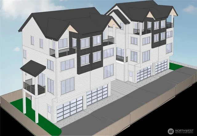 a view of balcony with lots of frames and garden