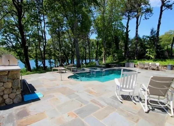 a view of a park with swings and slides