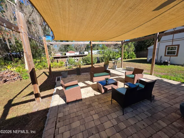 a outdoor space with furniture