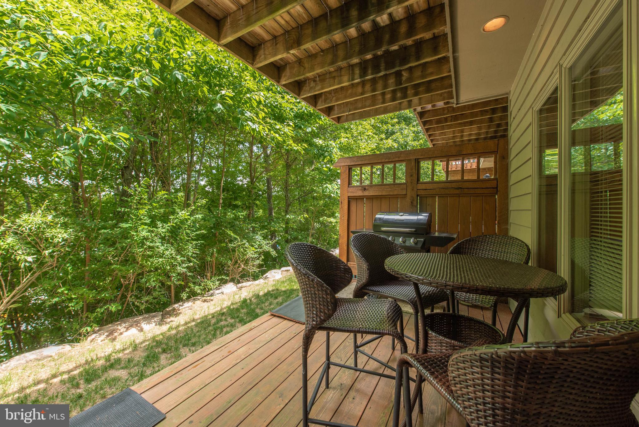 257 Marsh Hill Road, Unit 44 McHenry, MD 21541 - Photo 35 of 50 a backyard of a house with table and chairs