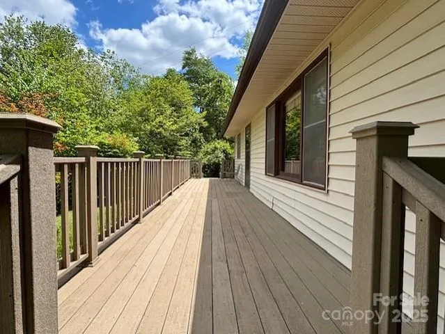a view of a wooden deck