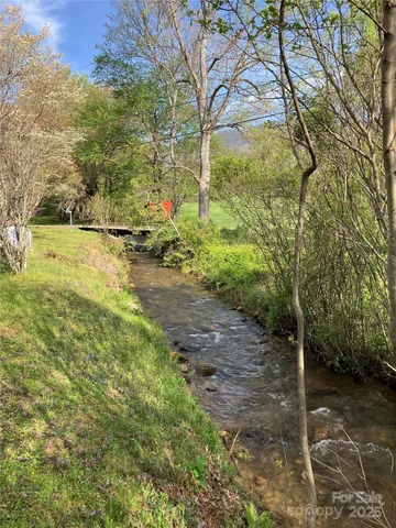 a view of a yard with an trees